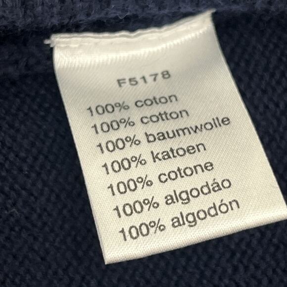 Lacoste Knit Cotton Sweater Mens 7 XL Navy Green Stripe Logo Pullover Jumper - Picture 7 of 9